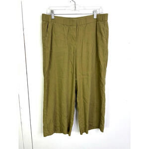 J Jill Pants Womens Medium Wide Leg Linen Blend Cropped Coastal Mustard Pull On